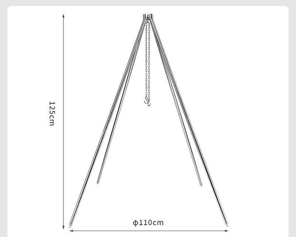 Koman Outdoor BBQ Camping Four-Legged Large Stainless Steel Self-Driving Barbecue Rack Tripod Campfire Hanging Pot Stand_desvips.com