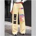 nokometa Autumn And Winter American Simple Letter Print Drawstring Loose Casual Trousers Hip-hop Street Women Straight-leg Trousers_desvips.com