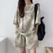 Tie-dye Sports Casual Outfit Women, Summer 2022 New Style, Suitable For Petite Figures, Versatile Top And Shorts_desvips.com