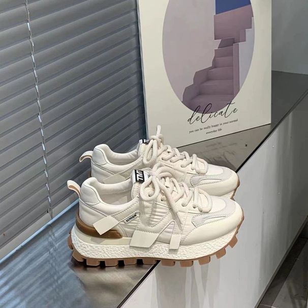 Genuine Leather Forrest Gump Women's 2023 Autumn New All-match Soft-soled Waffle Sports Casual Single Thick-soled Daddy_desvips.com