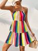 A-line Skirt Slip Holiday Print Sleeveless Dress_desvips.com