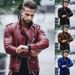 Men's autumn and winter new leather jacket with fashionable lapel zipper motorcycle leather jacket_desvips.com