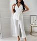 Women's Clothing White Sleeveless Suit Jumpsuit Long Pants-With Chain_desvips.com