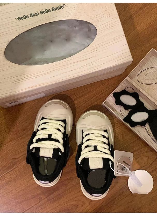 Guangzhou Ocai Open Smile Canvas With Thick Soles, High Profile, China-Chic Lovers' Big Head Casual Shoes_desvips.com