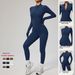 European American Autumn Winter Thin Fleece Long Sleeved Yoga Bodysuit Zipper Fitness Sports Bodybuilding Suit 8445_desvips.com