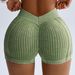 Women's High-Waisted Yoga Shorts V Waist Hip Lifting Sandwash Ribbed Fitness Sports Outdoor Three Quarter Pants_desvips.com