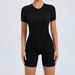 European And American Three-Dimensional Aesthetic Sports One-Piece Yoga Suit Tight Short Sleeve Backless Bodysuit_desvips.com