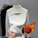 Soft Fleece-Lined High Neck Thermal Sweater - Cozy Loose Fit Pullover For Winter Layering (White, Black, Khaki, One Size)_desvips.com