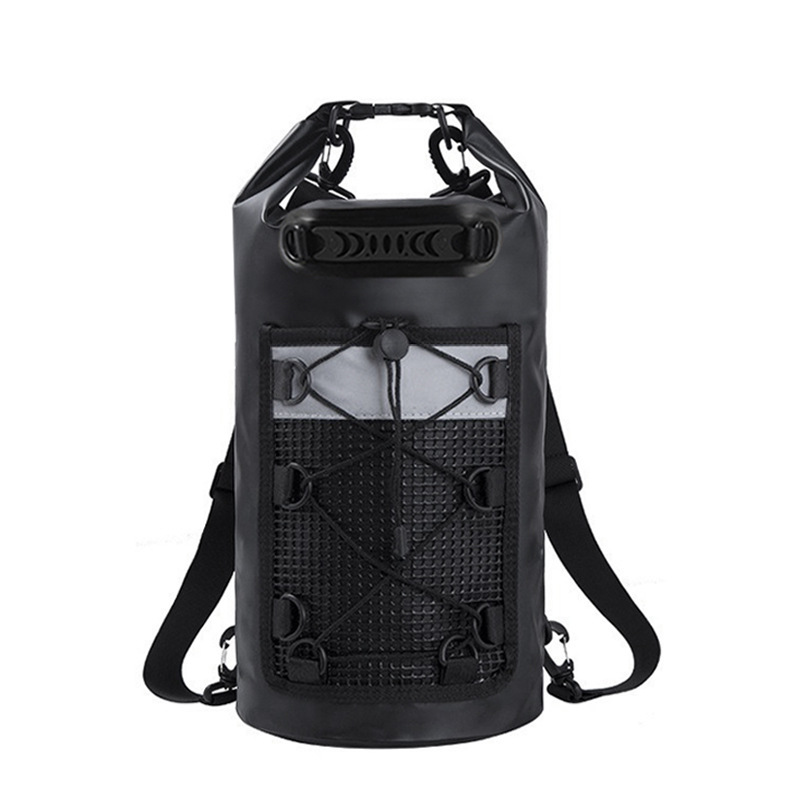 Outdoor Cross Border Dry Rafting Bag Waterproof Bucket Bag Camping Beach Swimming PVC Reflective Waterproof Bag_desvips.com