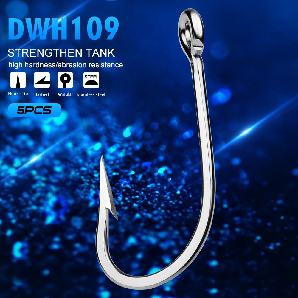 Barbed Tuna Deep Sea Boat Fishing Stainless Steel Corrosion Resistant Iron Plate Hooks 5 Pieces/Pack_desvips.com