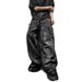 NOKOMETA Street Dark Punk Embroidered Rough Trim Patch Wide Leg Pants Street Loose Trousers Jeans_desvips.com