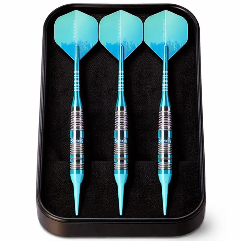 3 Aluminum Shaft Professional Soft Tip Darts Set 2BA Replacement Tips + 3 Extra Dart Flights & 3 Replace Plastic Shafts For Electronic Dart Board_desvips.com