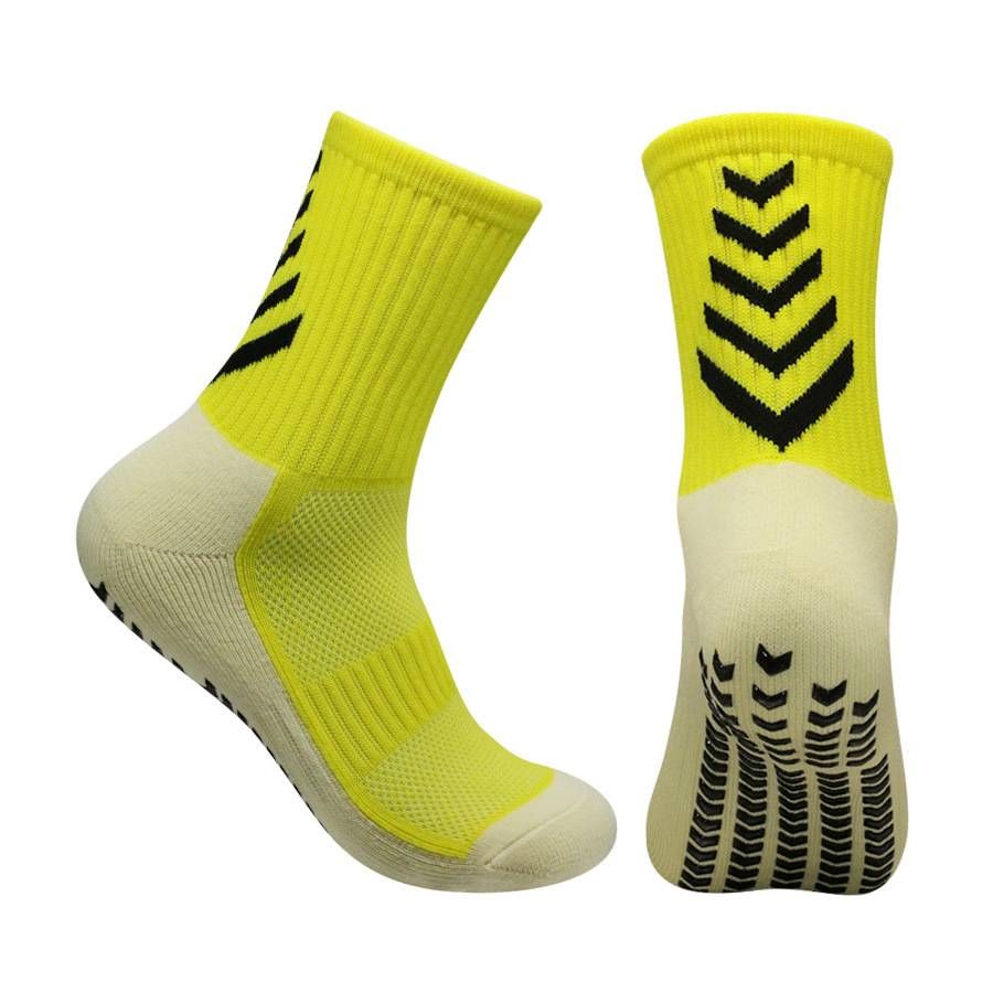 Men's Soccer Socks - Mid-Calf With Non-Slip Towel Sole & Glue Grip (Thick, Durable Training Socks, Breathable Cotton Blend)_desvips.com