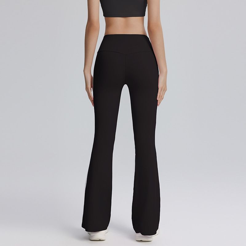 Double-line Yoga Bell-bottom Pants High Waist Hip Lifting Belly Trouser Nude Dance Fitness Outdoor Sports Women_desvips.com