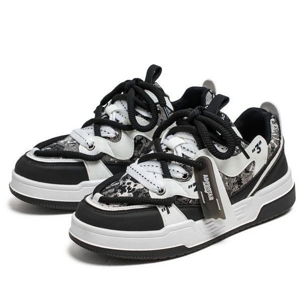 2027 Fashion Sneakers Youth/Men Artificial PU Splicing Low Top Lace-Up Breathable Thick Sole Increase Height Non-Slip Wear-Resistant Running Shoes_desvips.com