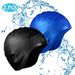 Adult Children's Swimming Cap Silicone Waterproof Men's And Women's Water Drop Cap Flat Cap Solid Color Long Hair Ear Protection Large Swimming Cap_desvips.com