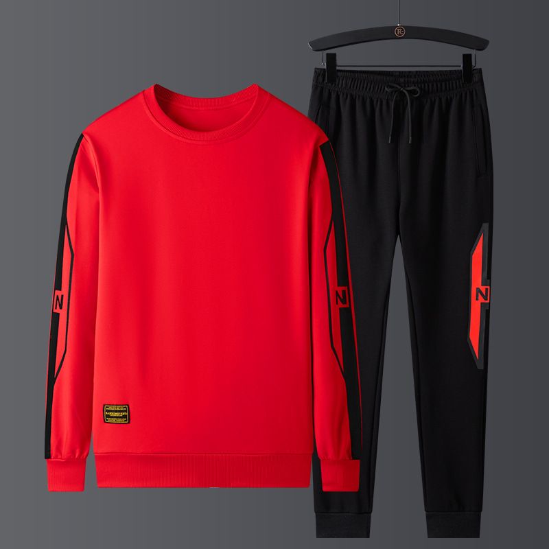 Men's Clothing Autumn Large Size Sweatshirt Men's Round Neck Casual Suit Sports Running Two piece Set Pullover Long Sleeve Men's Sweatpants_desvips.com