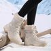Women's Snow Boots Waterproof Winter Furry Mid Calf Shoes, Non-Slip Outdoor Hiking Boots Plus Size Black_desvips.com