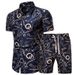 Men's Clothing Short Sleeve Shirt Printed Shirt Set _desvips.com