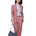 Women's Clothing High-end younger pink plaid small suit jacket long-sleeved suit_desvips.com