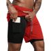 2025 New Model Cross-Border Double-Layer Solid Color Shorts Men, Quick-Dry Running Pants For Fitness And Training_desvips.com