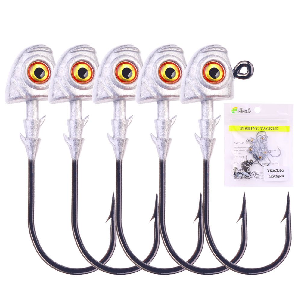 5PCS/Big Eyes High Strength Jig Head For Worm Lure Swimbait Hook For Seawater Freshwater Fishhook Fishing Tackle_desvips.com