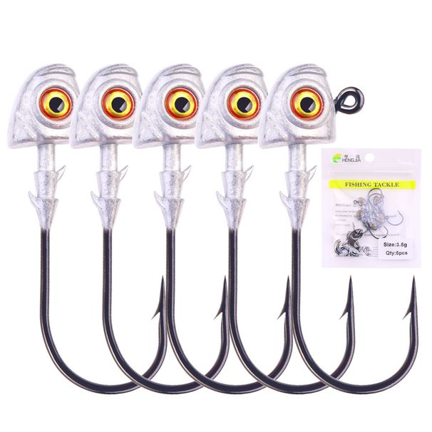 5PCS/Big Eyes High Strength Jig Head For Worm Lure Swimbait Hook For Seawater Freshwater Fishhook Fishing Tackle_desvips.com