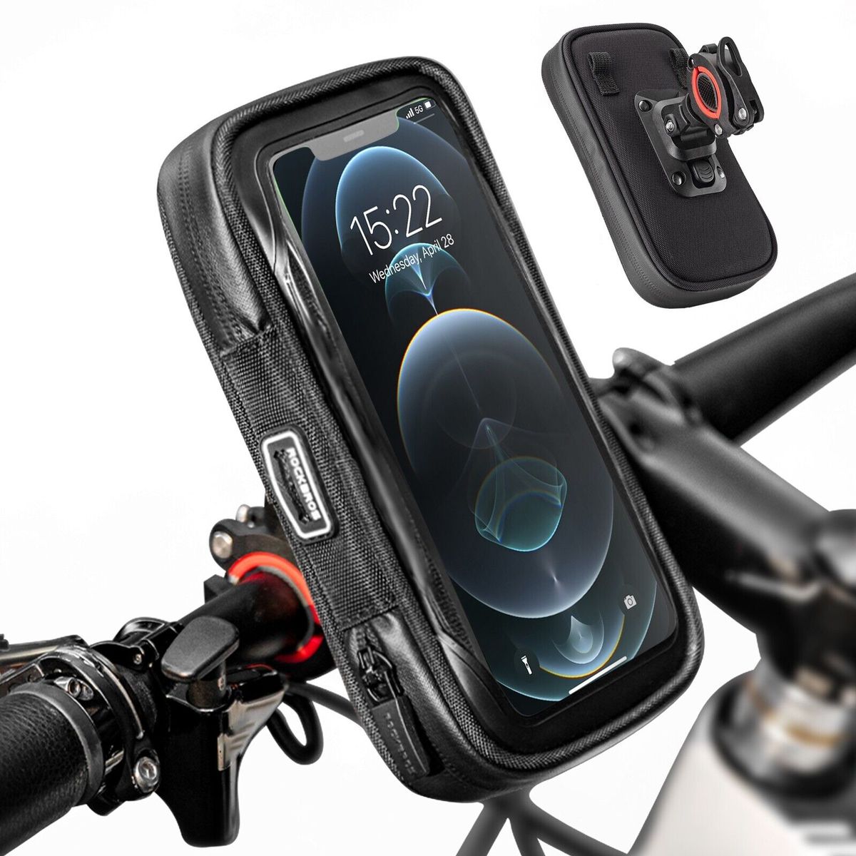 ROCKBROS Mobile Phone Bag Bicycle Handlebar Bag Cell Phone Holder Touchscreen 4.7-6''_desvips.com