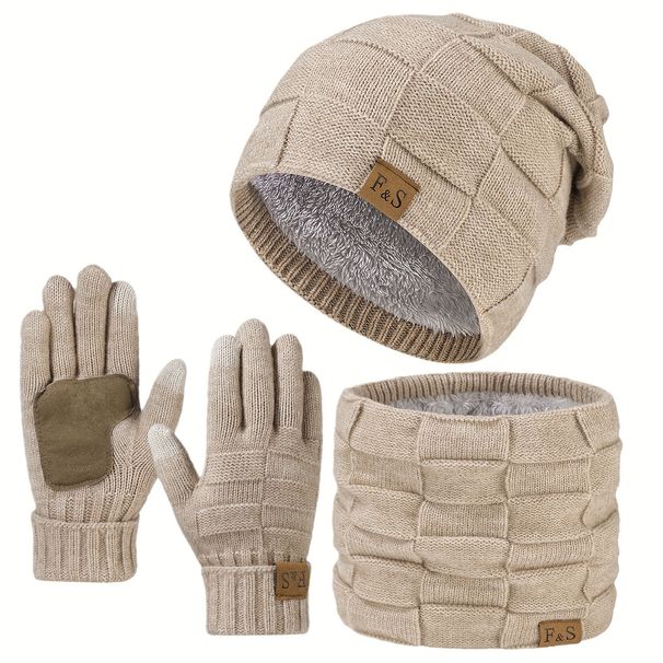 3-Piece Winter Set, Unisex Knitted Hat, Scarf And Gloves, Fashion Ear Cap, Versatile Snow Scarf For Men And Women_desvips.com