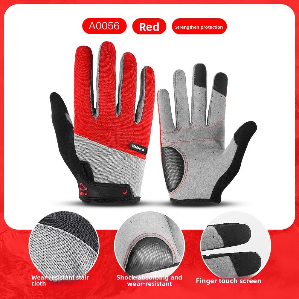 Wear-resistant Microfiber Breathable Shock-absorbing Bicycle Anti-slip Fitness Touchscreen Full-finger Cycling Gloves_desvips.com