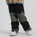 Ski Women Waterproof Warm Color Matching Ski Double Board Veneer Patchwork Snow Pants Men_desvips.com