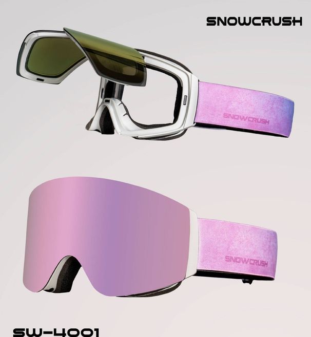 SNOWCRUSH Magnetic Flip-Up Ski Goggles With Double Layer Anti-Fog Lens, Oversized Frame For Men & Women, Compatible With Prescription Glasses_desvips.com