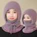 Knitted For Women Winter Fleece Lined Thickened Ladies Mom Scarf Mask Integrated One-piece Warm Cycling Hat_desvips.com