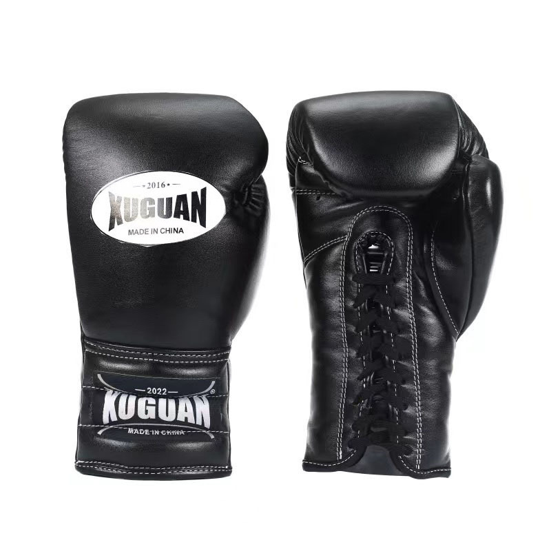 Adult Muay Thai Boxing Sanda Fighting Professional Competition Lace-up Gloves_desvips.com
