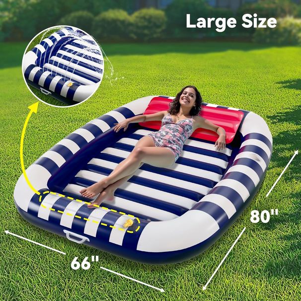 Inflatable Tanning Pool Adult Swimming Pool Tanning Floating Row Lawn Spray Water Bed Portable Pvc Double Tanning Lounge Chair Bed_desvips.com
