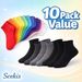 10 Pack Seamless Athletic Soft Cotton Quarter Ankle Socks For Boys Girls Youth 4 14 Years, Ideal For Sport & School_desvips.com