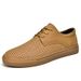 New Men's Fashion Simple Versatile Cowhide Casual Shoes Comfortable Convenient Slip-On Low-Top Lace-Up Sneakers_desvips.com