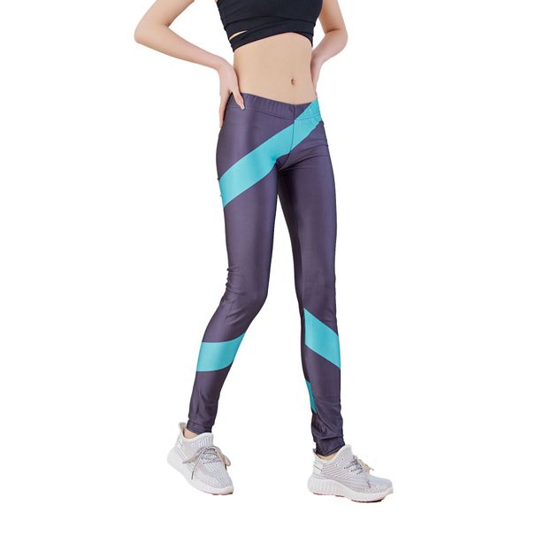 European And American Export Fashion Butt-lifting Striped Color-blocking Printed Unisex Spor Leggings Yoga Cropped_desvips.com
