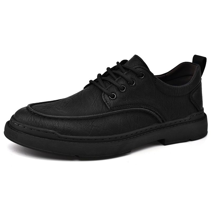 Business casual for spring new leather soft sole, anti slip and breathable, versatile lace up men's shoes, block shoes_desvips.com
