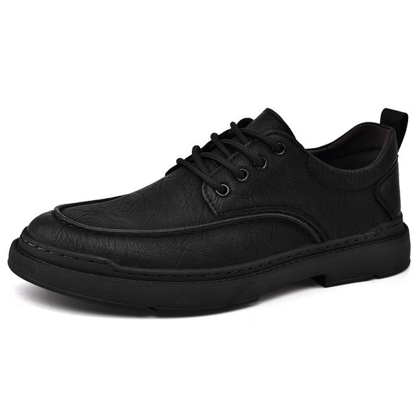 Business casual for spring new leather soft sole, anti slip and breathable, versatile lace up men's shoes, block shoes_desvips.com
