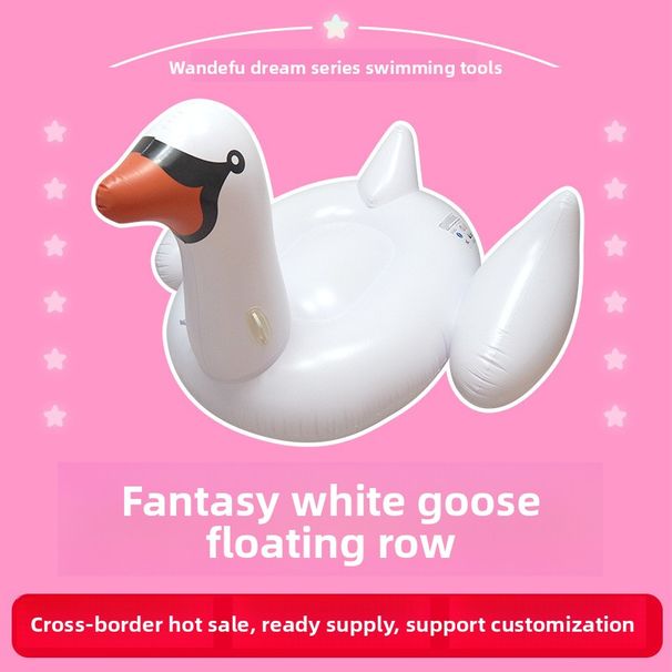 Inflatable Swan Ride-On Pool Float - Giant White Goose Lounge Chair For Adults (150cm Heavy-Duty PVC Comfortable Seat Summer Party Essential)_desvips.com