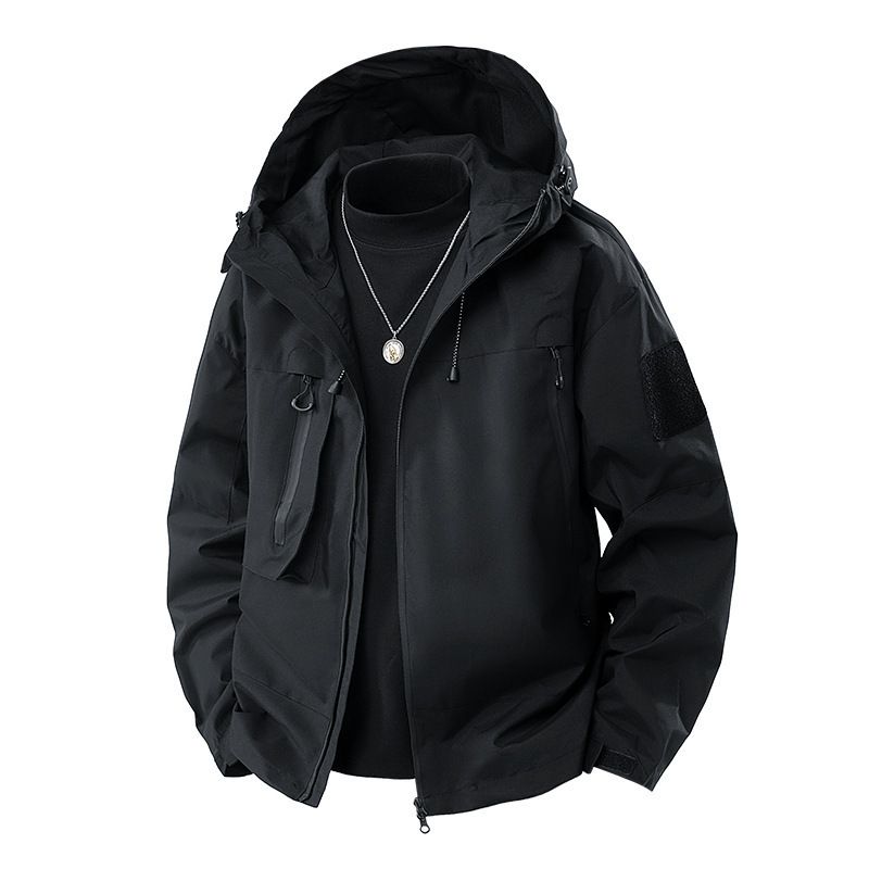 New Men's Waterproof Jacket, Slim Hooded Shoulder-mounted Outdoor Jacket Trendy_desvips.com