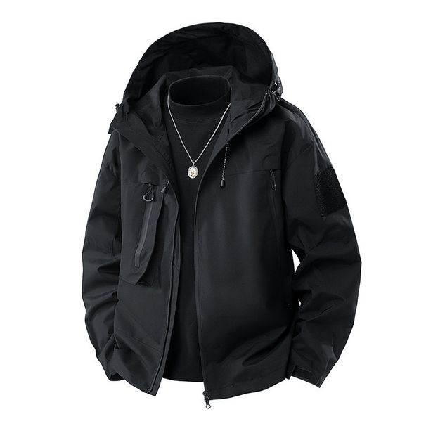 New Men's Waterproof Jacket, Slim Hooded Shoulder-mounted Outdoor Jacket Trendy_desvips.com