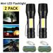 2 Stück Klein Mini Superhell 3-Modi Zoombare COB LED Fackel Lampen Handgerät USB Wiederaufladbar Taschenlampen Mit Gürtelclip, Box_desvips.com