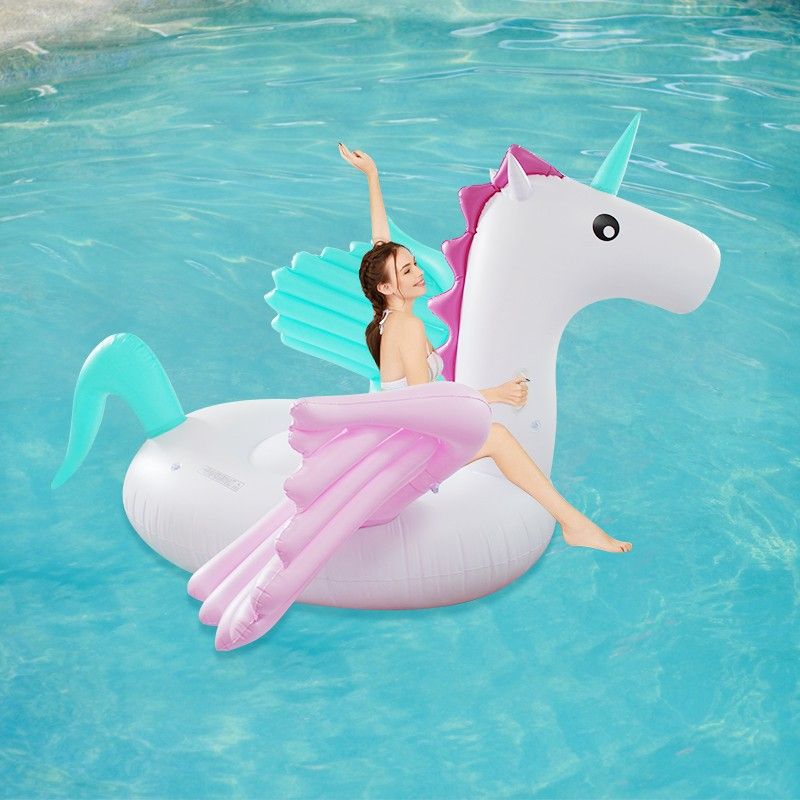 Giant Inflatable Pegasus Float - Dual-Color Candy Unicorn Ride For Women & Adults (Extra Large Pool Lounger Heavy-Duty PVC 150cm Size)_desvips.com