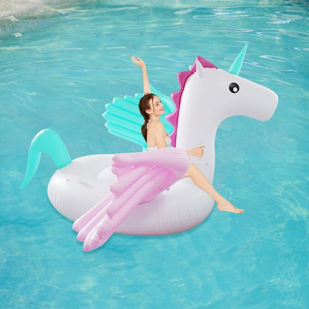 Giant Inflatable Pegasus Float - Dual-Color Candy Unicorn Ride For Women & Adults (Extra Large Pool Lounger Heavy-Duty PVC 150cm Size)_desvips.com