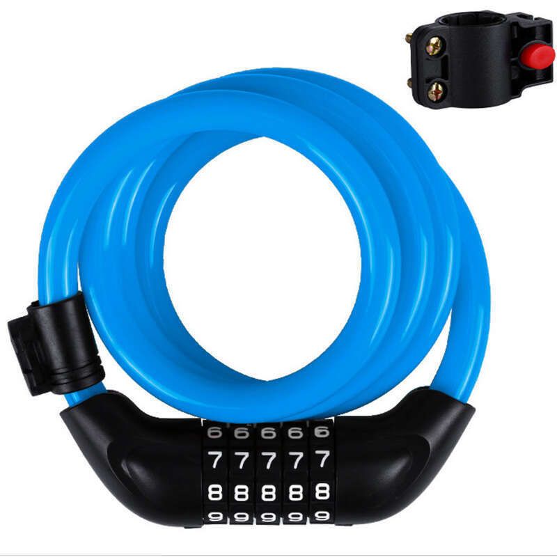 Bicycle Electric Five Digit Password Mountain Bike Strip Steel Wire Ring Lock, Anti-theft Riding Equipment_desvips.com