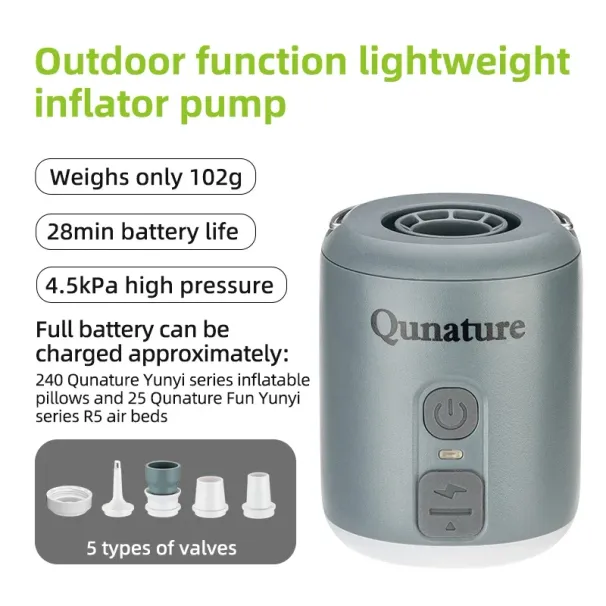 Qunature Electric Multifunctional Extract Gas Camping Air Bed Swimming Ring Inflatable Pump Lighting_desvips.com