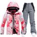 001 New Suit Set For Women Winter Outdoor Windproof Water-Resistant Warm Thickened Snowboard Snow Ski Jacket And Pants_desvips.com
