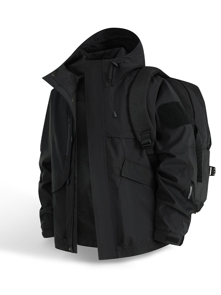 2026 New Fashion Men's Jackets Breathable Hooded Coats Outdoors Waterproof Jacket With Dropped Shoulder Sleeve_desvips.com